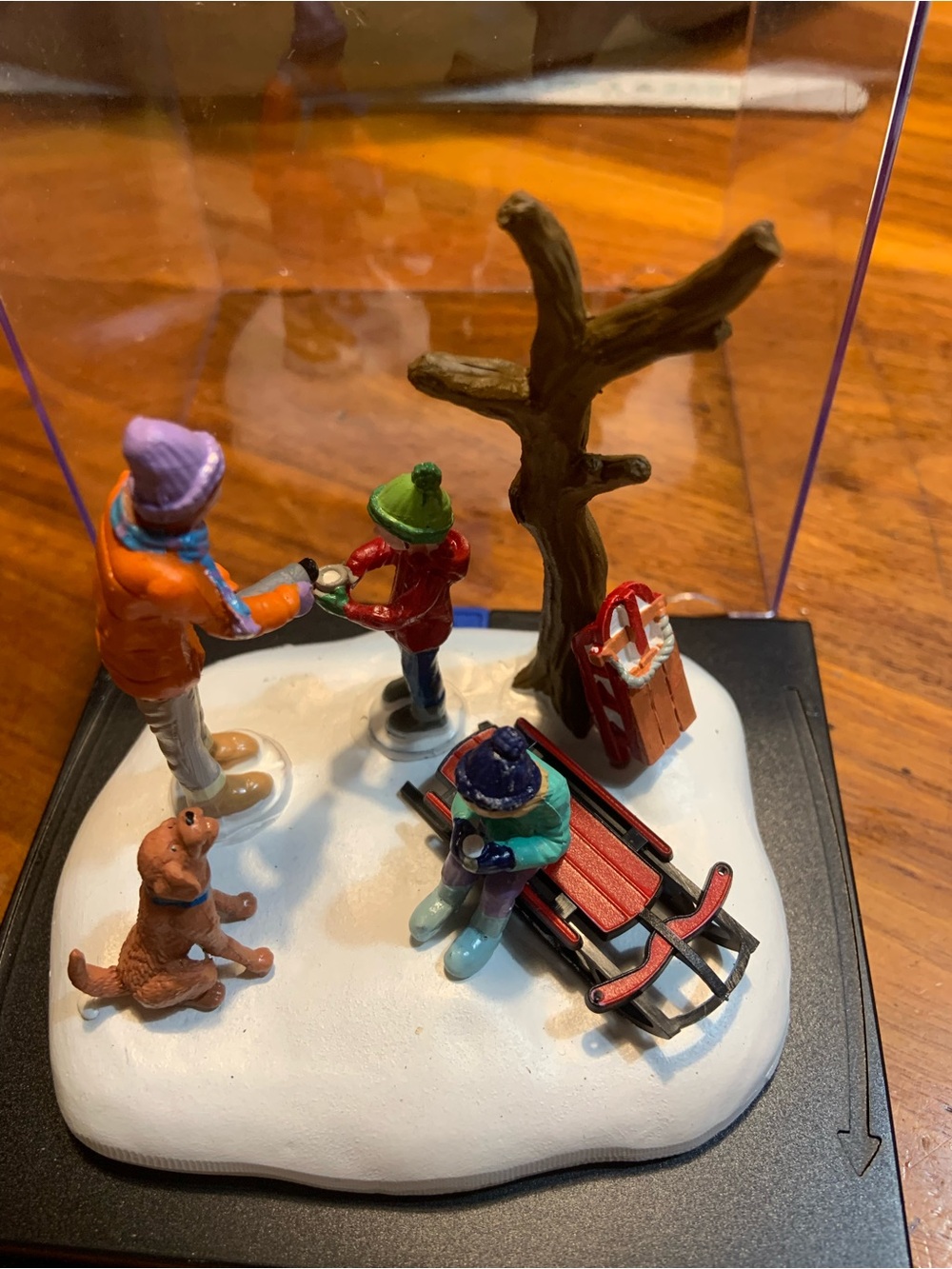 Winter Sledding Family Figurine Scene - “Cocoa Tine”